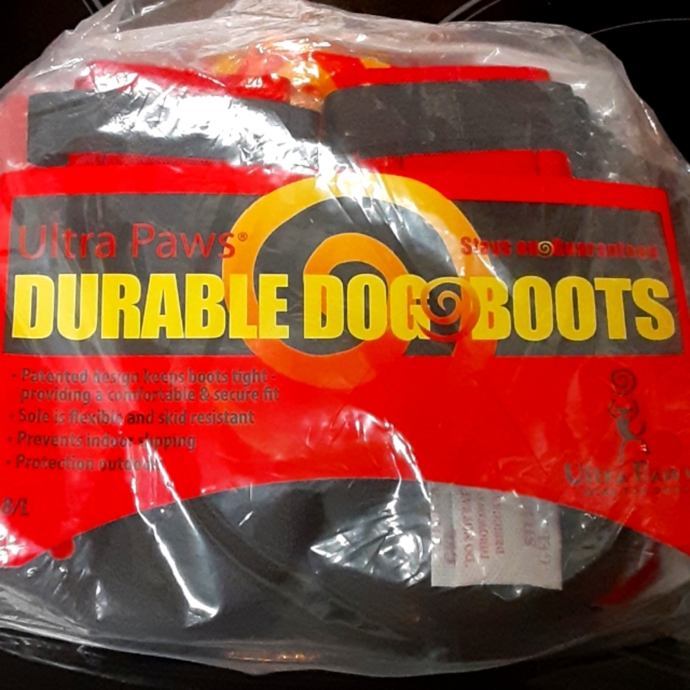 Ultra Paws Durable Dog Boots Paw Protector red black 8 size Large NEW